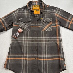 FLANNEL SHIRT DIXXON Co  FOX WOMENS MEDIUM  L/S Pearl‎ Snap Button Gray NWT